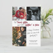 Best Gifts Family van 3 Foto met Kerstmis Zwangers Feestdagenkaart (Staand voorkant)