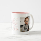 Best Gigi Ever Pink Birthday Custom 2 Foto Tweekleurige Koffiemok (Voorkant rechts)