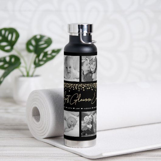 Best Glamma Ever 10 Photo Collage Gold Glitter Waterfles (Yoga)