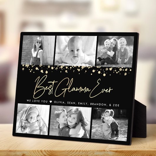 Best Glamma Ever 6 Photo Collage Glam Gold Glitter Fotoplaat