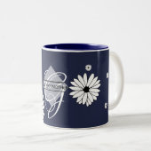 Best GODMOTHER Gift- Daisy Navy Blue Tweekleurige Koffiemok (Voorkant rechts)