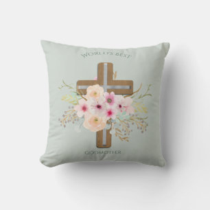 Best GODMOTHER Gift - Floral Cross Kussen