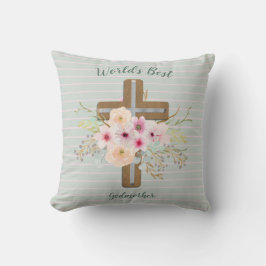 Best GODMOTHER Gift - Floral Cross Kussen