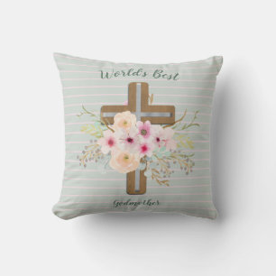 Best GODMOTHER Gift - Floral Cross Kussen