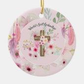 Best GODMOTHER POEM - Floral Cross Keramisch Ornament (Voorkant)