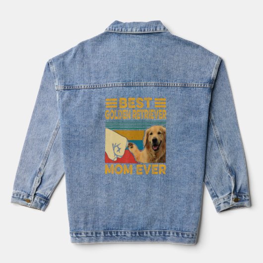 Best Golden Retriever mam Ever Retro Funny Denim Jacket (Achterkant)