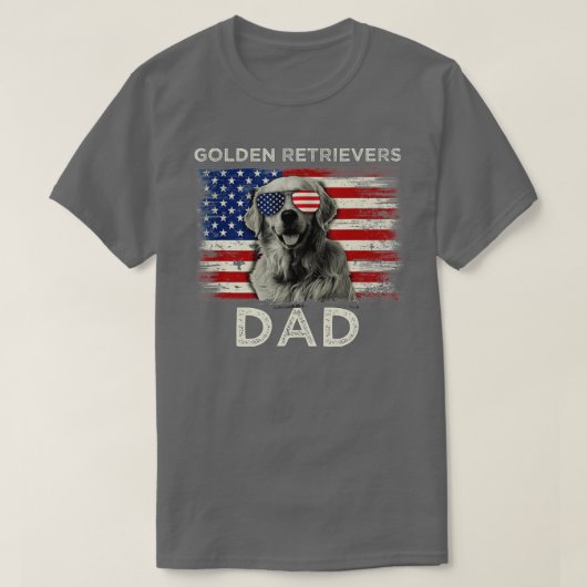 Best Golden Retrievers Dad over American Flag 4th T-shirt (Design voorkant)