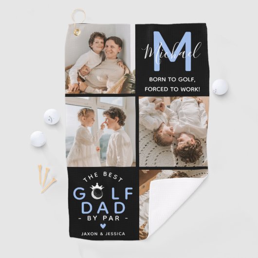 Best Golf Dad door Par Monogram 4 Foto Collage Golfhanddoek (Insitu)