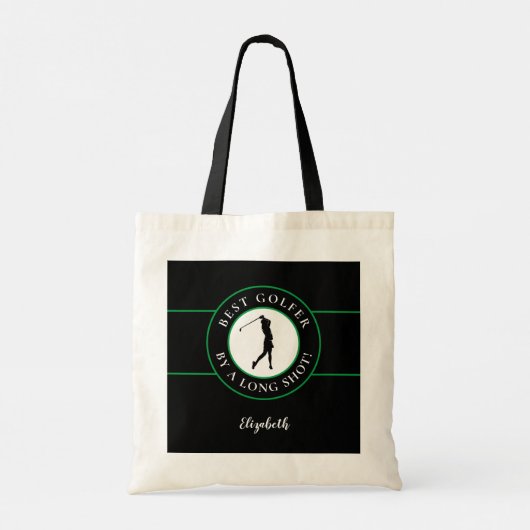 Best Golfer Modern Trendy Cute Black Green Tote Bag (Achterkant)
