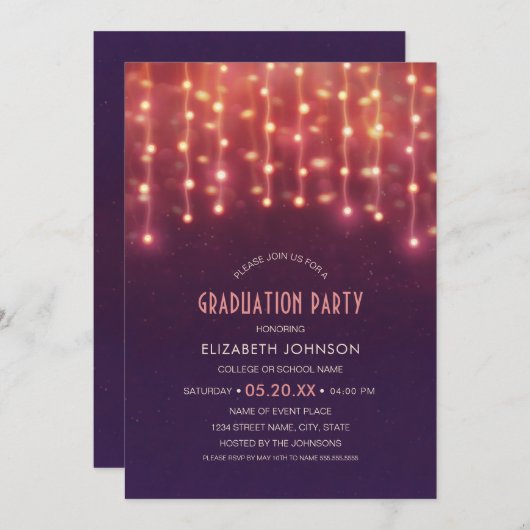 Best Graduation Party 2020 String lights Afstudeer Kaart (Voorkant / Achterkant)