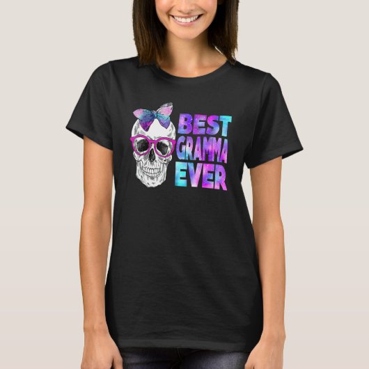 Best Gramma Ever Skull Pink Bow Stropdas Galaxy Mo T-shirt (Voorkant)