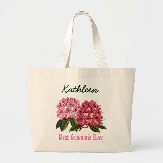 Best Grammie Ever Custom Name Rhododendron Grote Tote Bag (Voorkant)