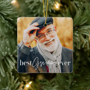 Best Grampa Ever Moderne Simple Elegant Photo Keramisch Ornament