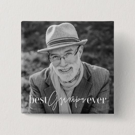 Best Grampa Ever Moderne Simple Elegant Photo Vierkante Button 5,1 Cm (Voorkant)