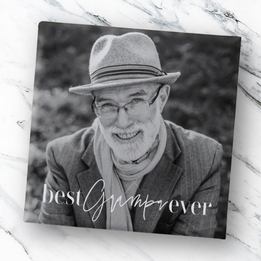 Best Grampa Ever Moderne Simple Elegant Photo Vierkante Button 5,1 Cm