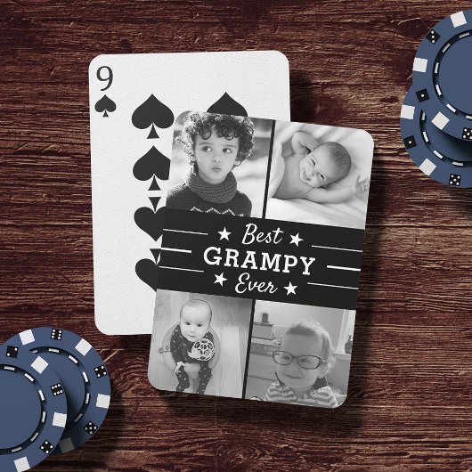 Best Grampy Ever | Foto-collage voor kleinkinderen Pokerkaarten