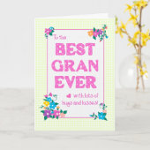 Best Gran Ever Moederdag Hugs and Kisses Kaart (Gele Bloem)