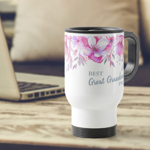 Best Grand Grandma Ever Pink Floral Reisbeker