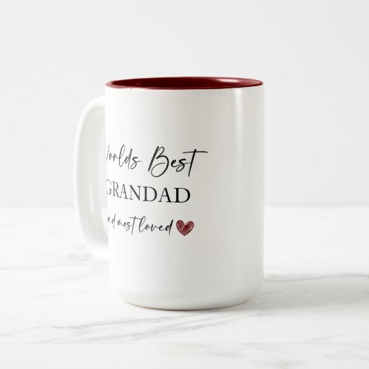 Best Grandad and most Loved Photo Gift ter wereld Tweekleurige Koffiemok (Voorkant links)