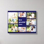 Best Grandad Ever 7 Photo Collage Navy Blue Canvas Afdruk (Voorkant)
