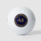 Best Grandad Ever Sailboat Monogram Name Navy Blue Golfballen (Voorkant)