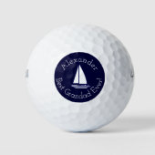 Best Grandad Ever Sailboat Monogram Name Navy Blue Golfballen (Voorkant)