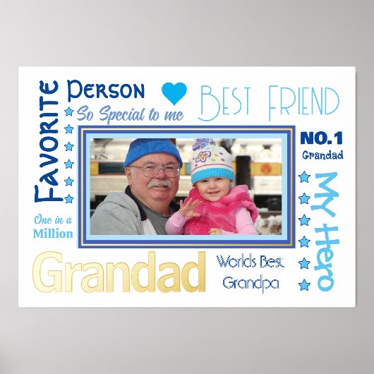 Best Grandad Typography Photo Folie Afdrukken (Voorkant)