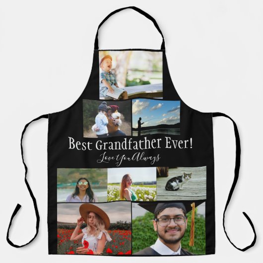 Best Grandfather Ever 8 Photo Collage White Script Schort (Voorkant)