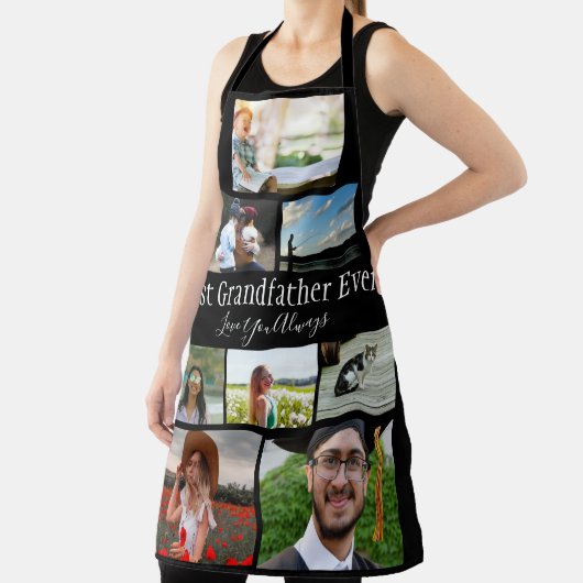 Best Grandfather Ever 8 Photo Collage White Script Schort (Insitu)