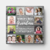 Best Grandma 12 Foto Grandchildren Gray Wood Fotoplaat (Voorkant)