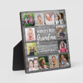 Best Grandma 12 Foto Grandchildren Gray Wood Fotoplaat (Voorkant)