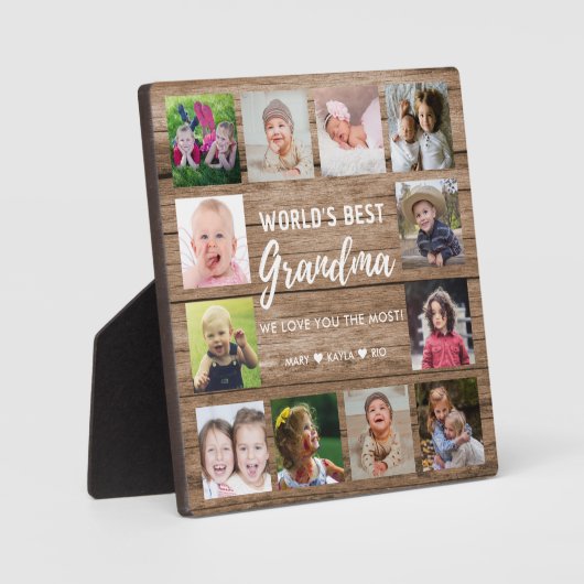 Best Grandma 12 Photo Collage Grandchildren Fotoplaat (Voorkant)