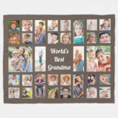 Best Grandma 32 Familie Foto Collage Brown Fleece Deken (Voorkant (Horizontaal))