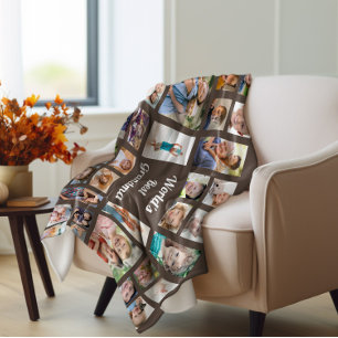 Best Grandma 32 Familie Foto Collage Brown Fleece Deken