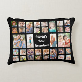 Best Grandma 32 Family Photo Collage Black Accent Kussen