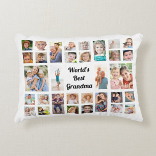 Best Grandma 32 Family Photo Collage White Accent Kussen