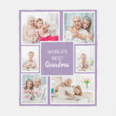 Best Grandma 6 Photo Collage Paars Fleece Deken (Voorkant)
