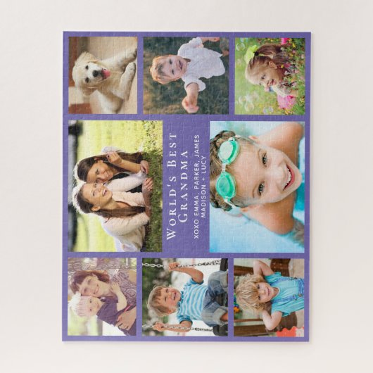 Best Grandma 8 Photo Collage Paars Legpuzzel (Verticaal)
