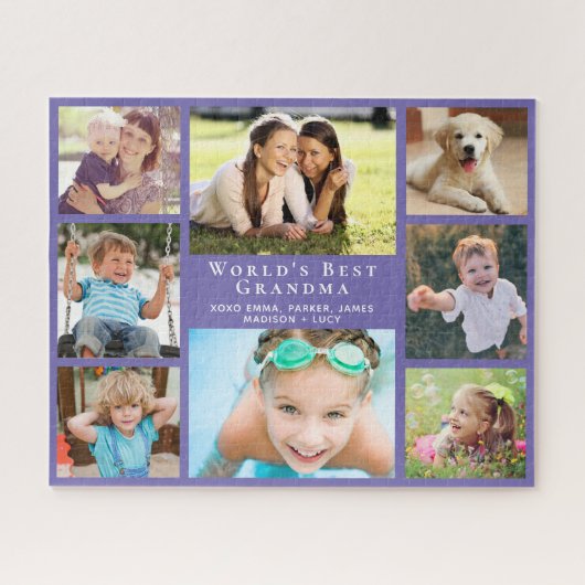 Best Grandma 8 Photo Collage Paars Legpuzzel (Horizontaal)
