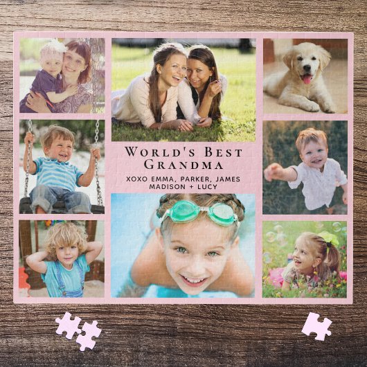 Best Grandma 8 Photo Collage Pink Legpuzzel