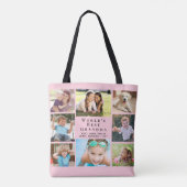 Best Grandma 8 Photo Collage Pink Tote Bag (Achterkant)