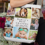 Best Grandma 8 Photo Collage ter wereld Tote Bag<br><div class="desc">Een mooi geschenk voor de beste oma ooit, deze acht canvas tas van familieforcollage kan worden aangepast met 8 afbeelding kleinkinderen, kinderen, andere familieleden, huisdieren, enz. Geef de uitdrukking 'De beste grootmoeder ter wereld' een persoonlijk tintje, of ze 'Abuela', 'Nana', 'Mommom' enz. heet, en voeg de namen van haar kleinkinderen...</div>