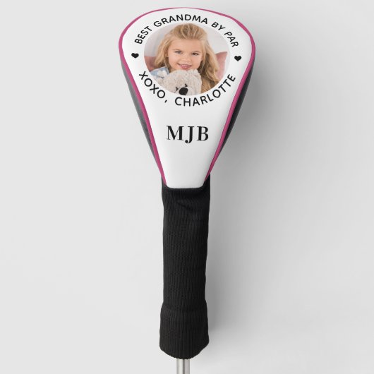 BEST GRANDMA BY PAR Custom Photo Modern Monogram Golfheadcover (Voorkant)