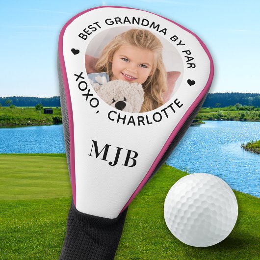 BEST GRANDMA BY PAR Custom Photo Modern Monogram Golfheadcover