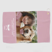 Best Grandma by par Funny Fun Custom Photo Pink Golfhanddoek (Horizontaal)