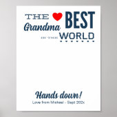 Best Grandma Custom Handprint Sjabloon Poster (Voorkant)