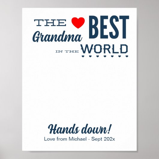 Best Grandma Custom Handprint Sjabloon Poster (Voorkant)