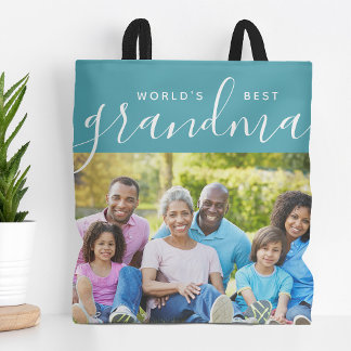 Best Grandma Custom Photo Gift ter wereld Tote Bag