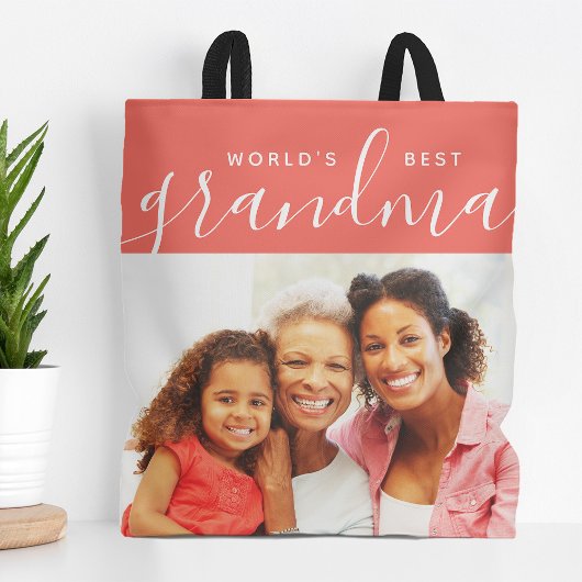 Best Grandma Custom Photo Gift ter wereld Tote Bag