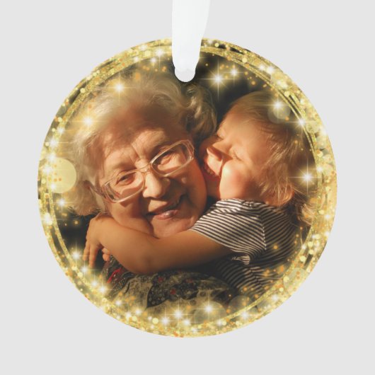 Best Grandma Custom Photo Golden Cirkel Ornament (voorkant)